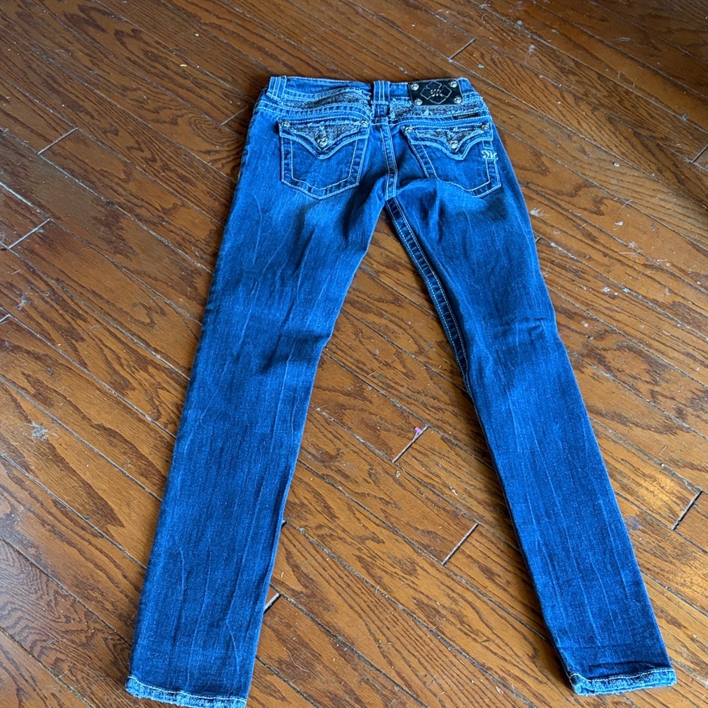 Miss Me Blue Skinny Jeans with Embellished Back Pockets